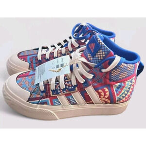 Adidas Farm Rio X Bravada  Platform Sneakers Women's 8 Blue Floral HighTop New